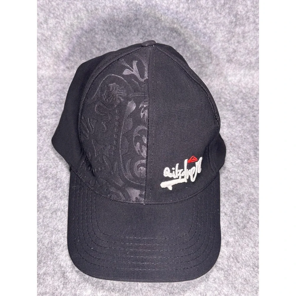 Quiksilver Mens Baseball Cap Black Embroidered Logo Paisley Pattern Hat